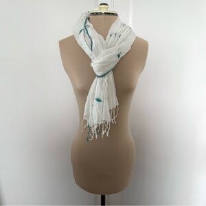 🎀 5/$25 Vintage Fab India Embroidered Lightweight Gauze Scarf